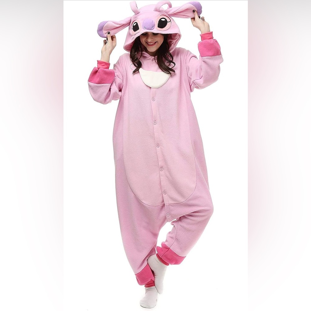 Pink Stitch Adult Pajama Halloween Cosplay Costume, Small